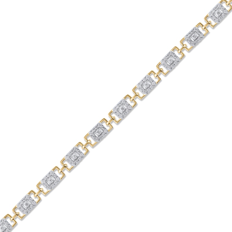 Diamond Grid Link Bracelet 2 ct tw Yellow Gold Plated 7