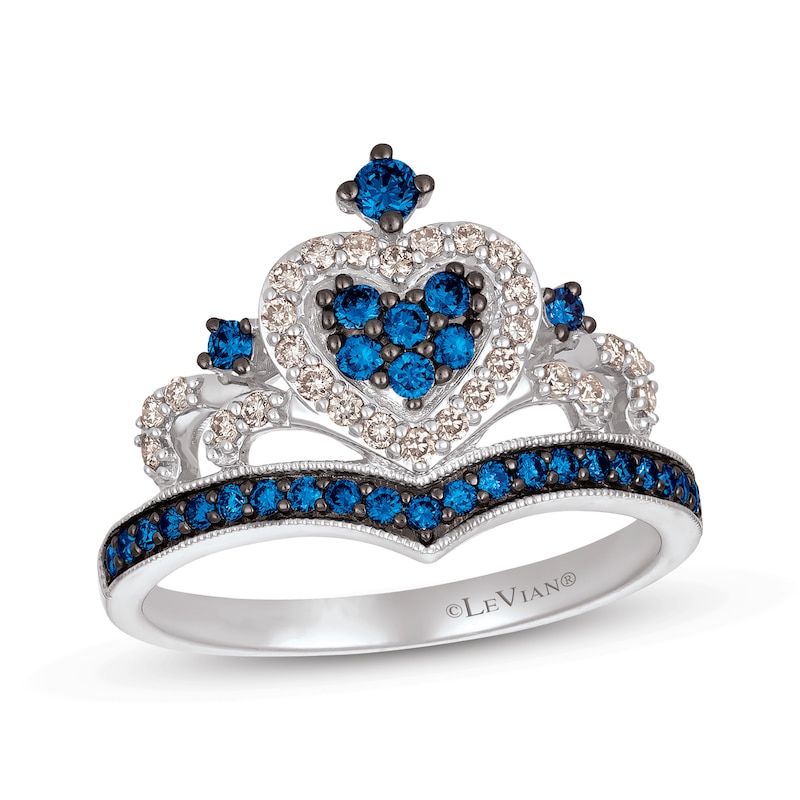 Le Vian Sapphire Royalty Tiara Ring 1/5 ct tw Diamonds Vanilla Gold Plated - Size 7