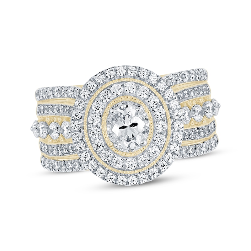 Oval-Cut Diamond Engagement Ring 1-1/2 ct tw Yellow Gold Plated