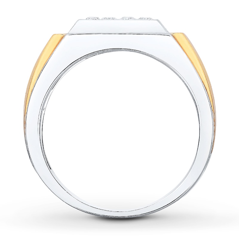 Men's Ring 1/2 ct tw Diamonds Two-Tone Gold Plated