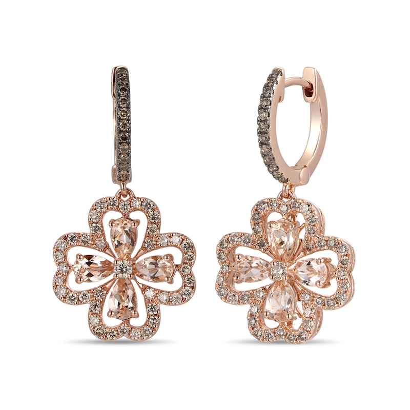 Le Vian Creme Brulee Morganite Earrings 7/8 ct tw Diamonds Strawberry Gold Plated