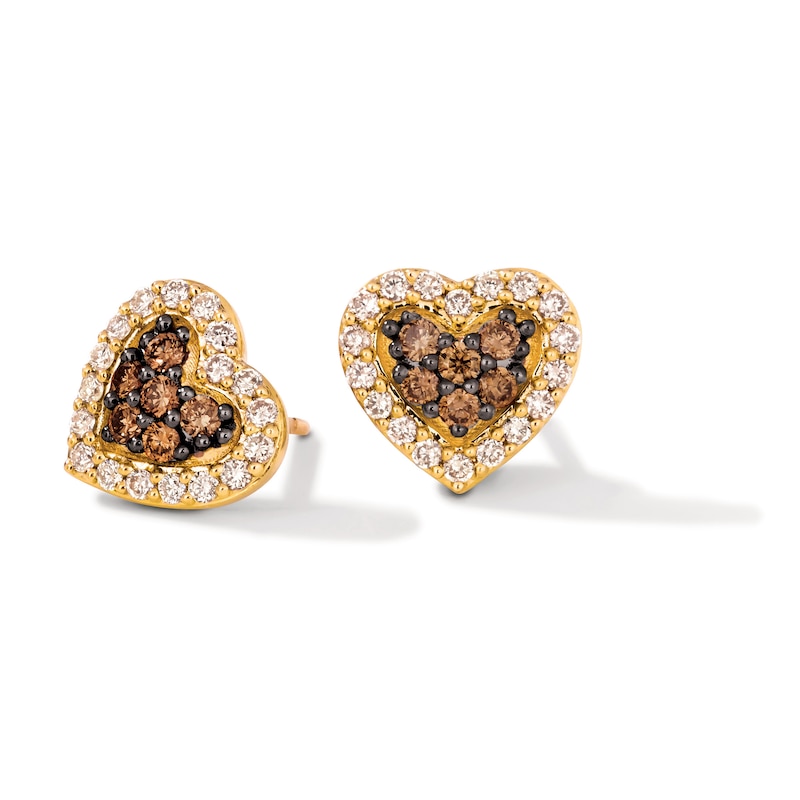 Le Vian Diamond Heart Earrings 1/2 ct tw Honey Gold Plated
