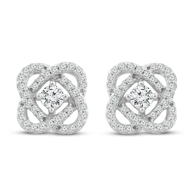 Center of Me Diamond Stud Earrings 1/2 ct tw White Gold Plated