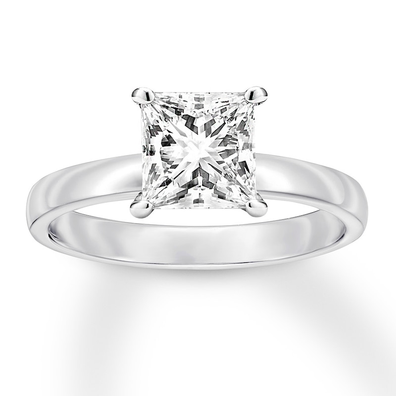 Certified Diamond Solitaire 1-1/2 ct Princess White Gold Plated