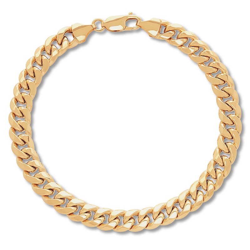 Hollow Cuban Curb Chain Bracelet Yellow Gold Plated 8.5