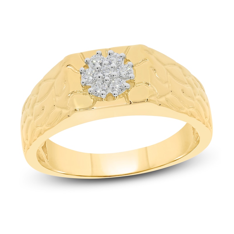 Men's Diamond Ring 1/4 ct tw Round-cut Yellow Gold Plated