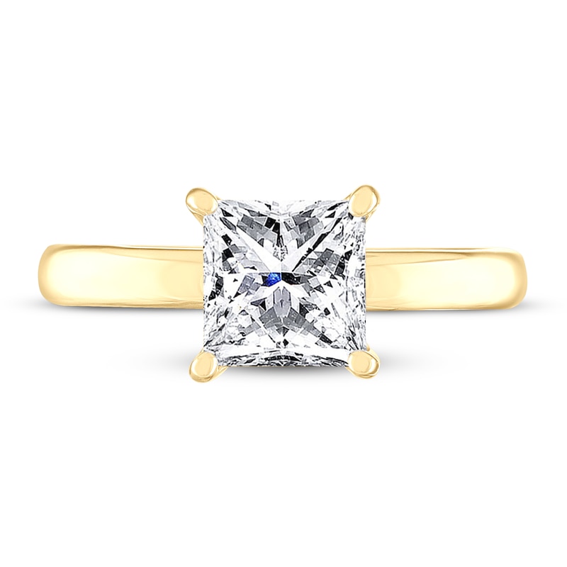 THE LEO Artisan Diamond Solitaire Engagement Ring 2 ct tw Princess-cut Yellow Gold Plated