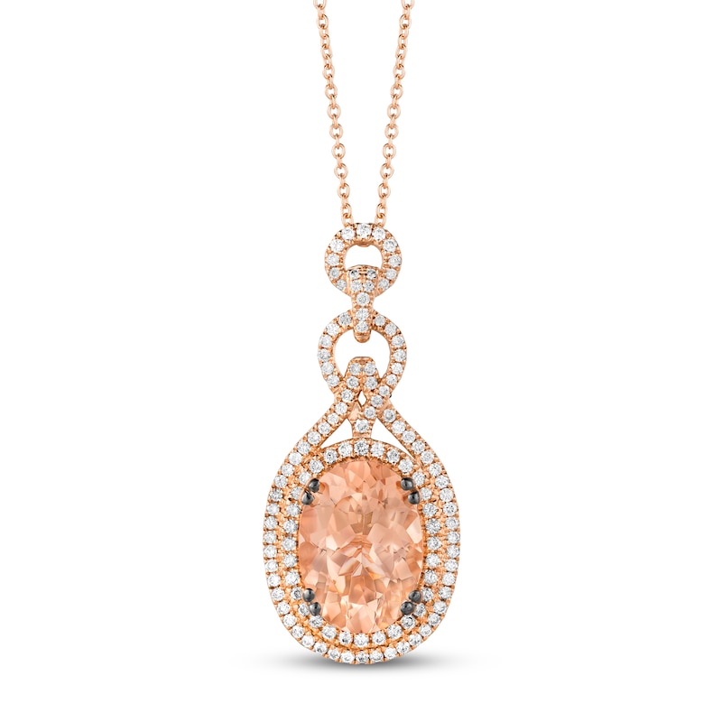 Le Vian Couture Morganite Necklace 7/8 ct tw Diamonds Strawberry Gold Plated 18