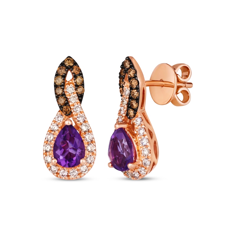 Le Vian Amethyst Drop Earrings 1/2 ct tw Diamonds Strawberry Gold Plated