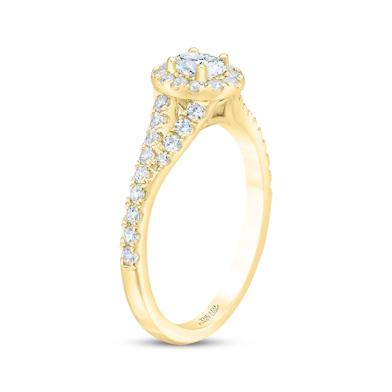 THE LEO First Light Diamond Oval-Cut Engagement Ring 3/4 ct tw Yellow Gold Plated