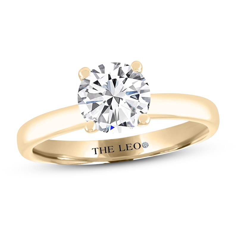 THE LEO Artisan Diamond Solitaire Engagement Ring 1-1/2 ct tw Round-cut Yellow Gold Plated