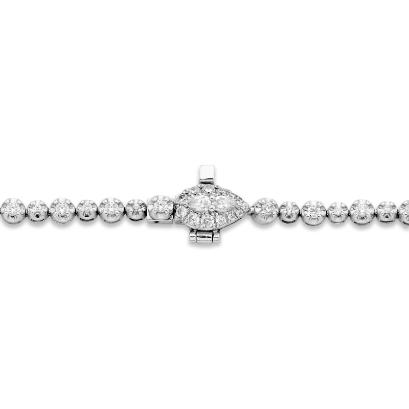 Forever Connected Diamond Bracelet 1 ct tw Pear & Round-cut White Gold Plated 7.25