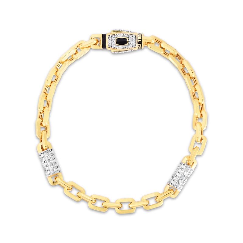 Men's Diamond Station Link Bracelet 7/8 ct tw Yellow Gold Plated 8.5