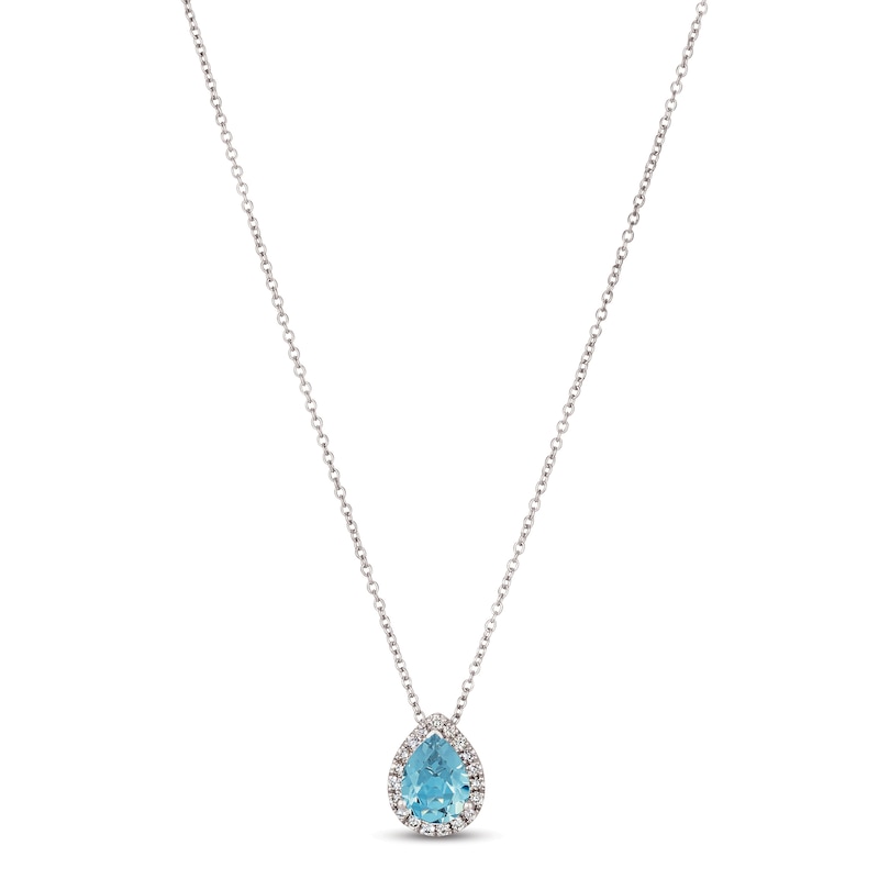 Le Vian Aquamarine & Diamond Necklace 1/8 ct tw Vanilla Gold Plated 18