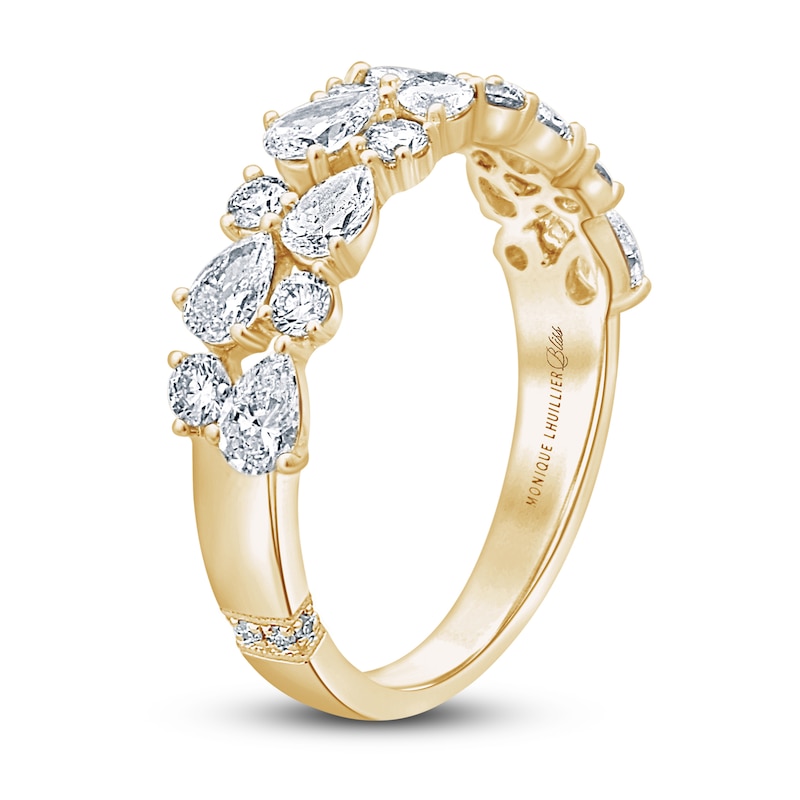 Monique Lhuillier Bliss Diamond Anniversary Band 1-1/4 ct tw Round & Pear-shaped Yellow Gold Plated