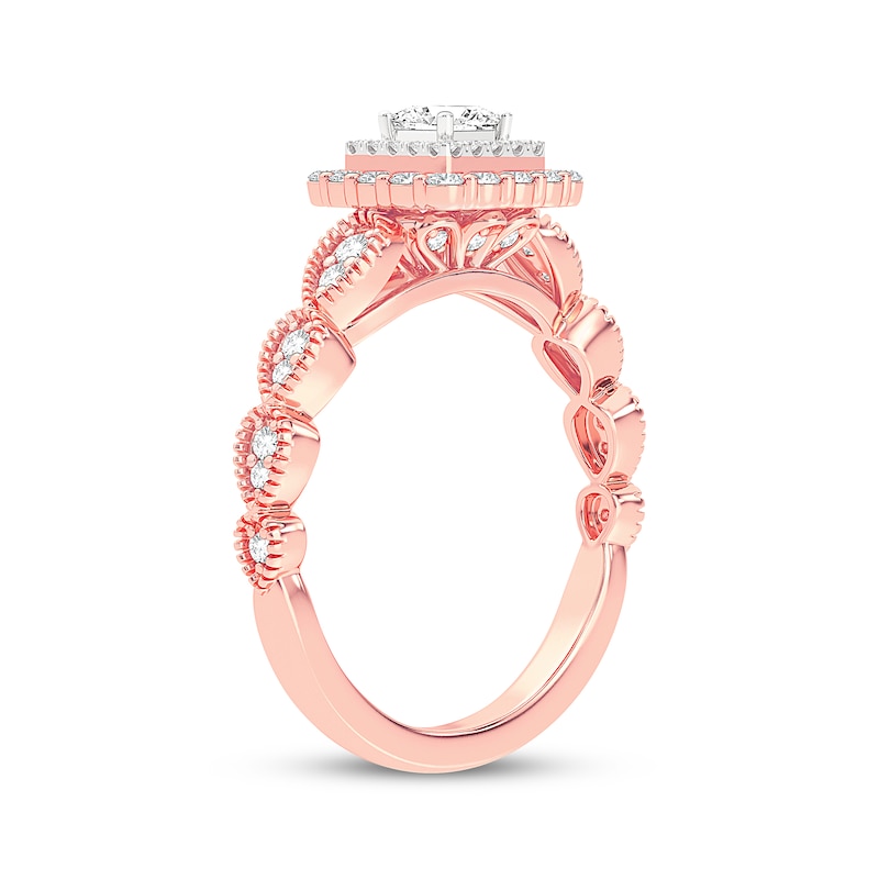 Princess-Cut Diamond Double Frame Engagement Ring 1/2 ct tw Rose Gold Plated