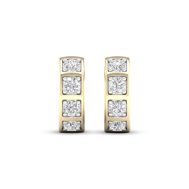Men's Lab-Created Diamonds by Huggie Hoop Earrings 1 ct tw Yellow Gold Plated