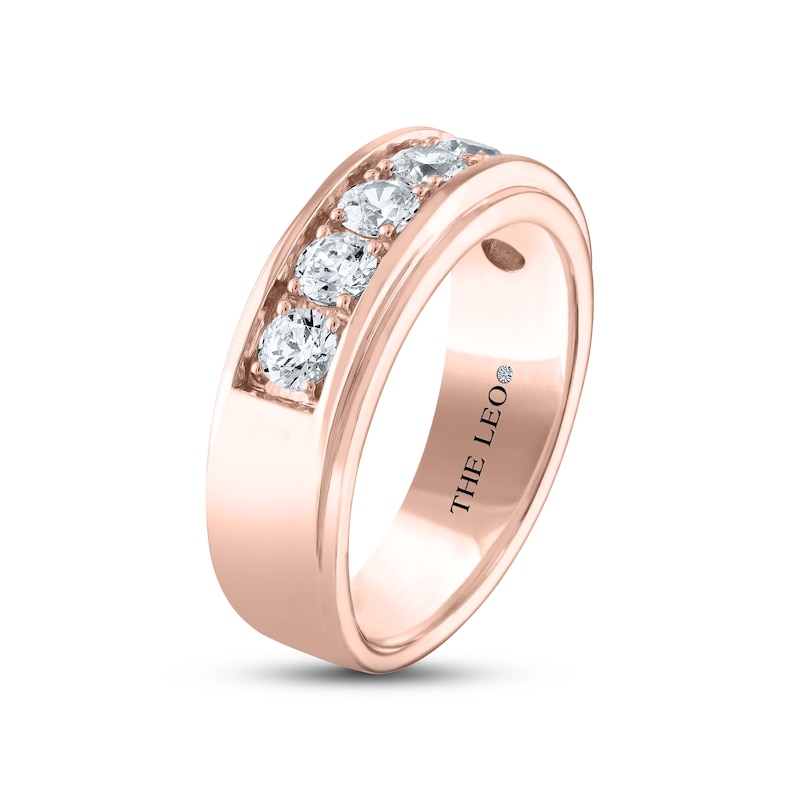 Men's THE LEO Diamond Wedding Band 1-1/2 ct tw Round-cut Rose Gold Plated