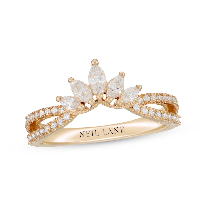 Neil Lane Premiere Marquise-Cut Diamond Anniversary Band 5/8 ct tw Yellow Gold Plated