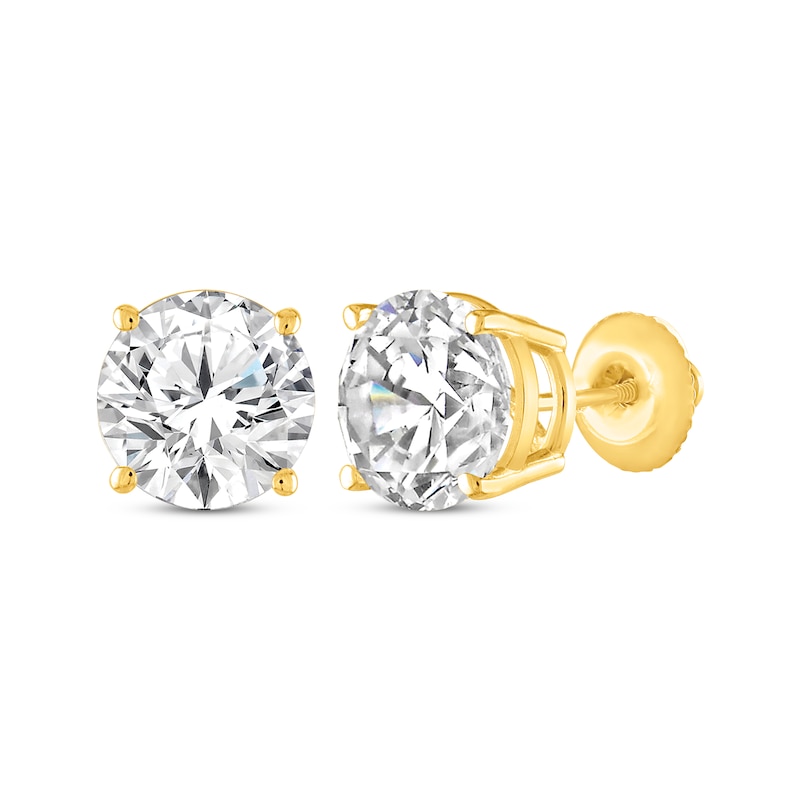 Round-Cut Diamond Solitaire Stud Earrings 1-1/2 ct tw Yellow Gold Plated