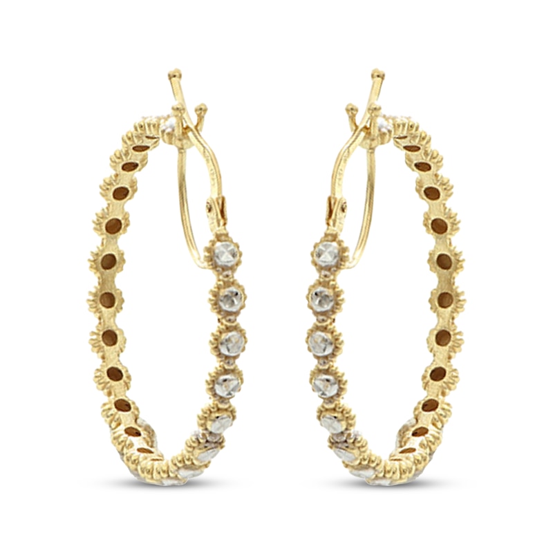 Diamond-Cut Sunburst Hoop Earrings Yellow Gold Plated 25mm