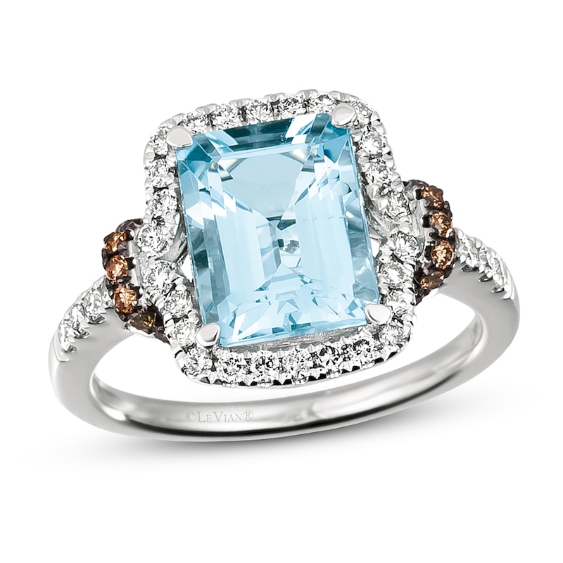 Le Vian Aquamarine Ring 1/2 ct tw Diamonds Vanilla Gold Plated