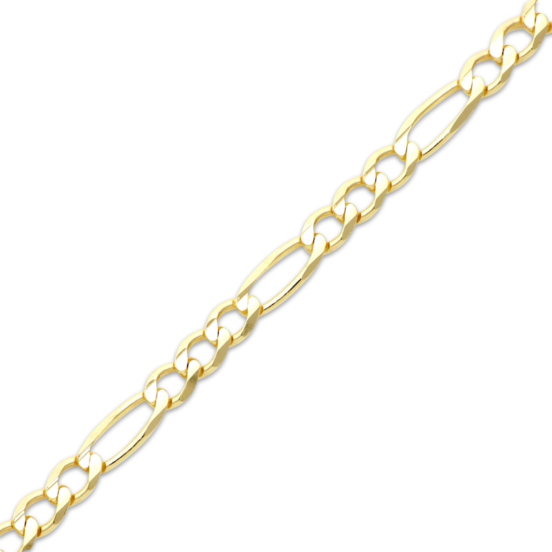 Solid Figaro Chain Necklace 4.2mm Yellow Gold Plated 22