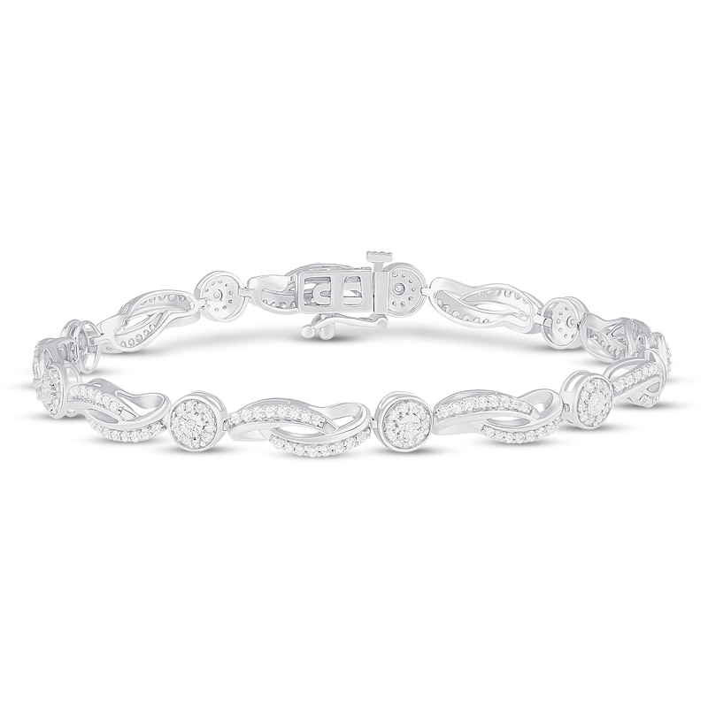 Diamond Fashion Bracelet 1 ct tw White Gold Plated 7