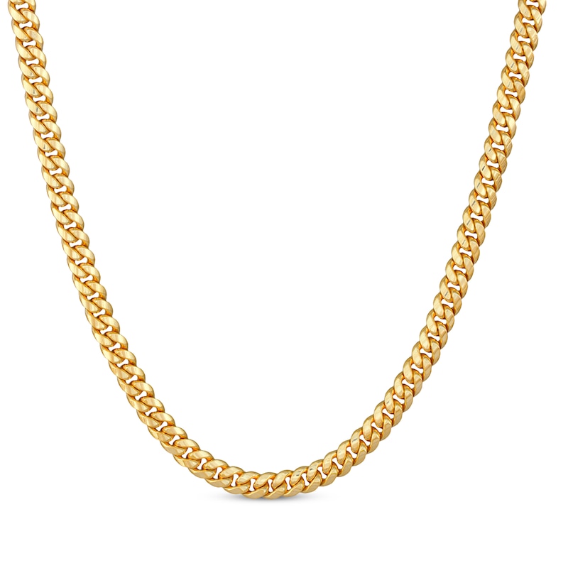 Semi-Solid Cuban Curb Chain Necklace 6.8mm Yellow Gold Plated 22