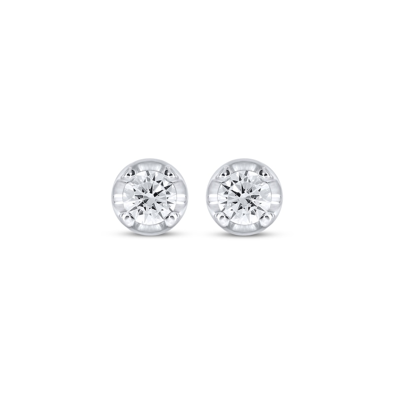 Diamond Solitaire Hidden Halo Stud Earrings 1/2 ct tw White Gold Plated
