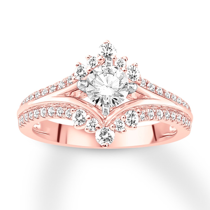 Diamond Engagement Ring 7/8 ct tw Round-cut Rose Gold Plated