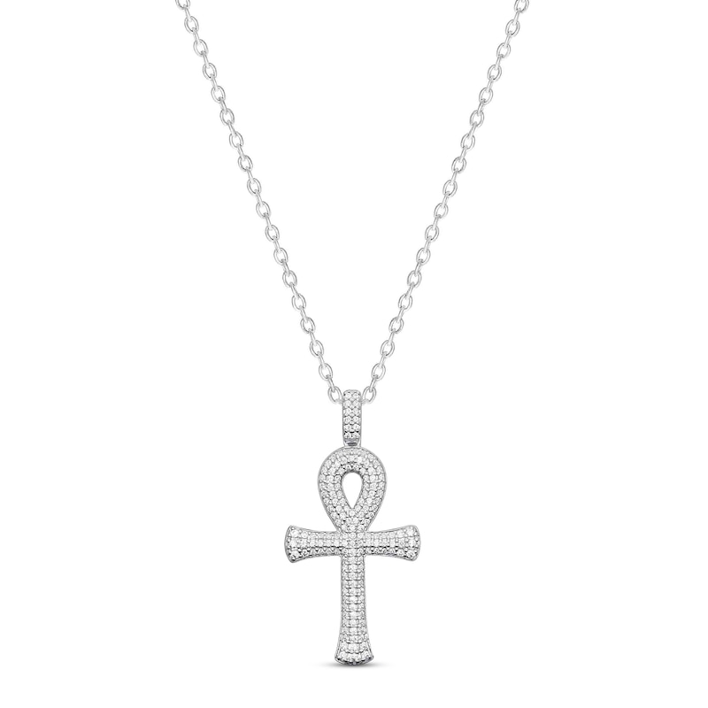 Diamond Ankh Necklace 1/2 ct tw Round-cut White Gold Plated 18