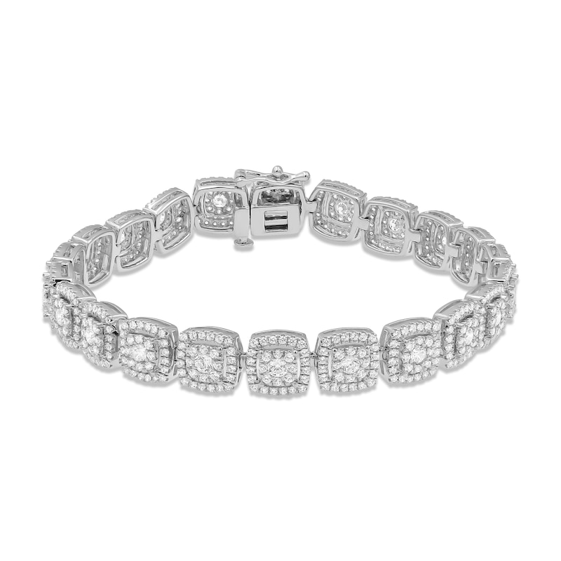 Lab-Created Diamonds by Cushion Link Bracelet 5 ct tw White Gold Plated 7