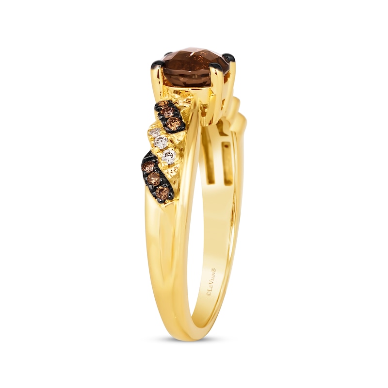Le Vian Chocolate Quartz Ring 1/8 ct tw Diamonds Honey Gold Plated