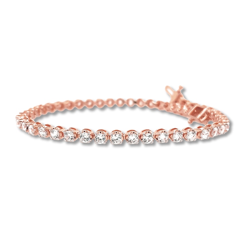 Diamond Tennis Bracelet 3 ct tw Round-cut Rose Gold Plated 7