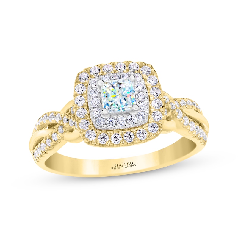 THE LEO First Light Diamond Princess-Cut Engagement Ring 3/4 ct tw Two-Tone Gold Plated