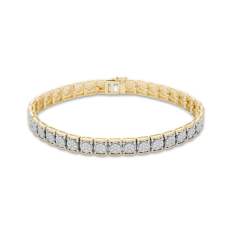 Men's Diamond Large Tennis Bracelet 2 ct tw Round-cut Yellow Gold Plated 8.5