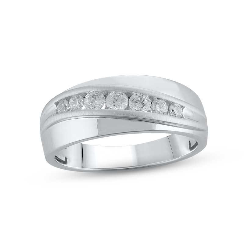 Men's Lab-Created Diamonds by Wedding Band 1/2 ct tw Round-cut White Gold Plated
