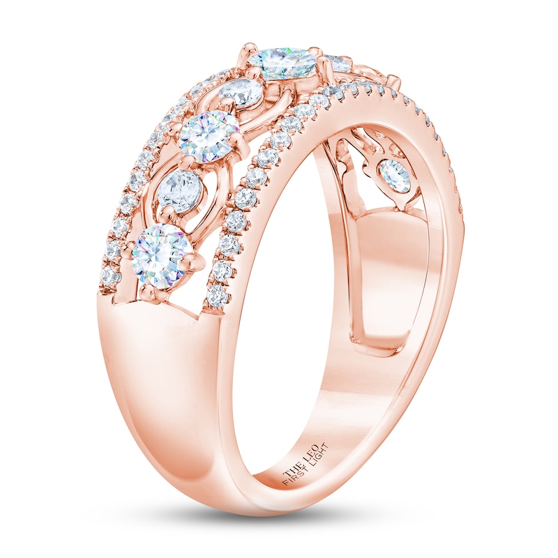 THE LEO First Light Diamond Princess & Round-Cut Anniversary Ring 1 ct tw Rose Gold Plated