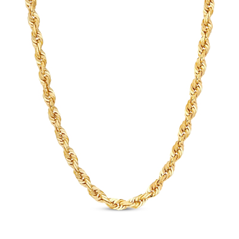 Solid Glitter Rope Chain Necklace 4.4mm Yellow Gold Plated 22