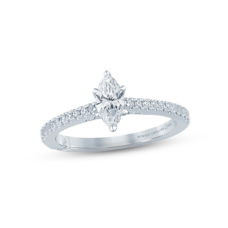 Monique Lhuillier Bliss Diamond Engagement Ring 5/8 ct tw Marquise & Round-cut White Gold Plated