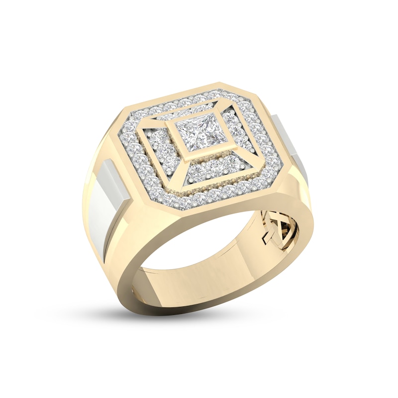 Men's Lab-Created Diamonds by Ring 1-1/2 ct tw Square & Round-cut Two-Tone Gold Plated