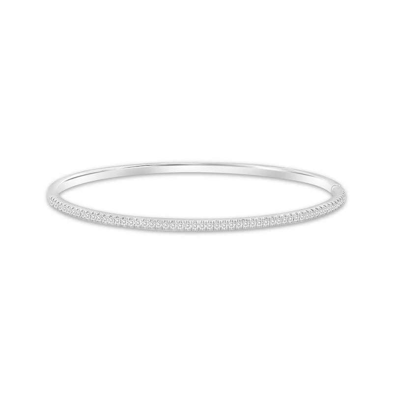 Diamond Pave Bangle Bracelet 1/2 ct tw White Gold Plated