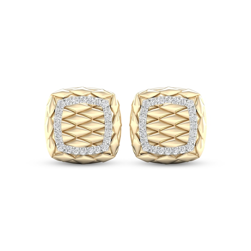 Diamond Quilted Cushion Earrings 1/4 ct tw Round-cut Yellow Gold Plated