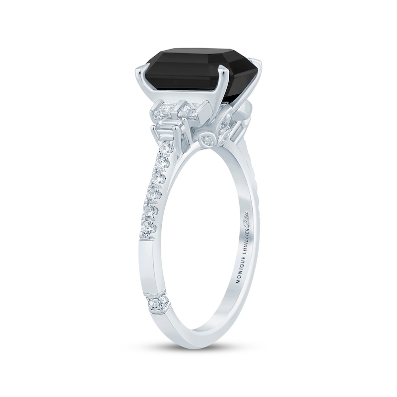 Monique Lhuillier Bliss Emerald-Cut Black & White Diamond Engagement Ring 4-1/3 ct tw White Gold Plated