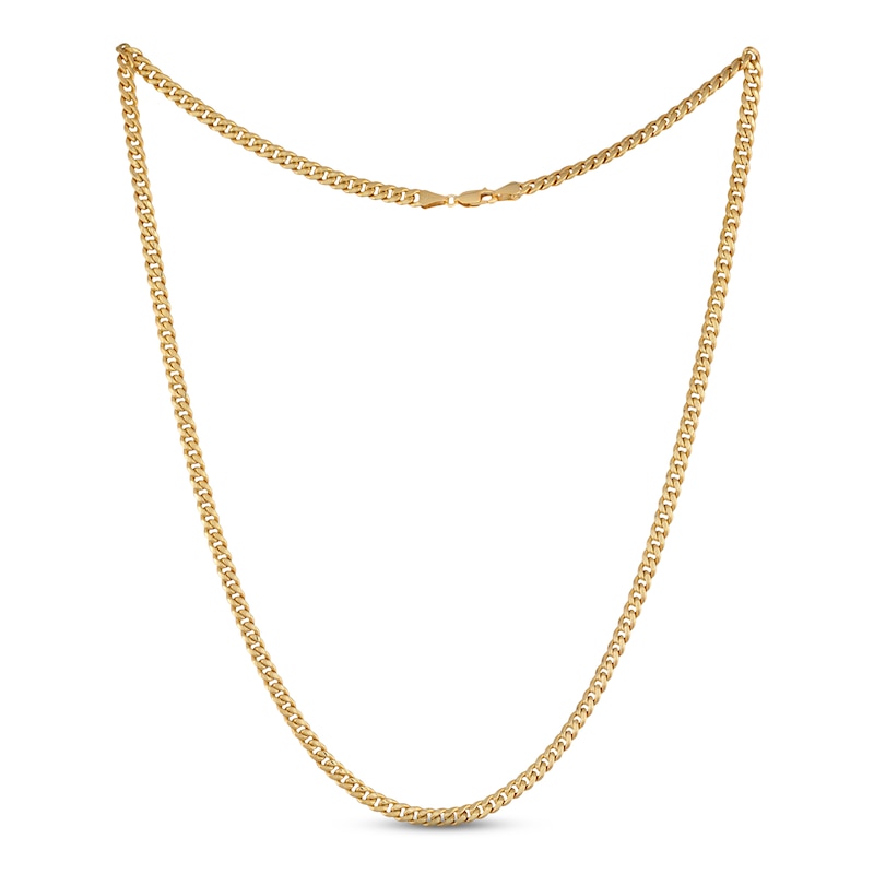 Solid Cuban Chain Necklace Yellow Gold Plated 20