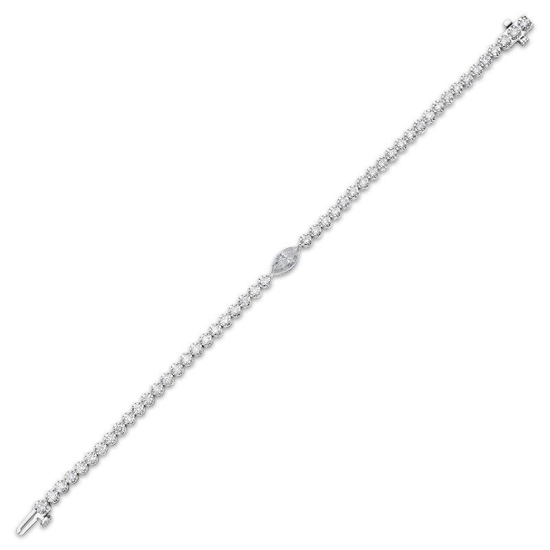 Marquise & Round-Cut Diamond Tennis Bracelet 3-1/5 ct tw White Gold Plated 7