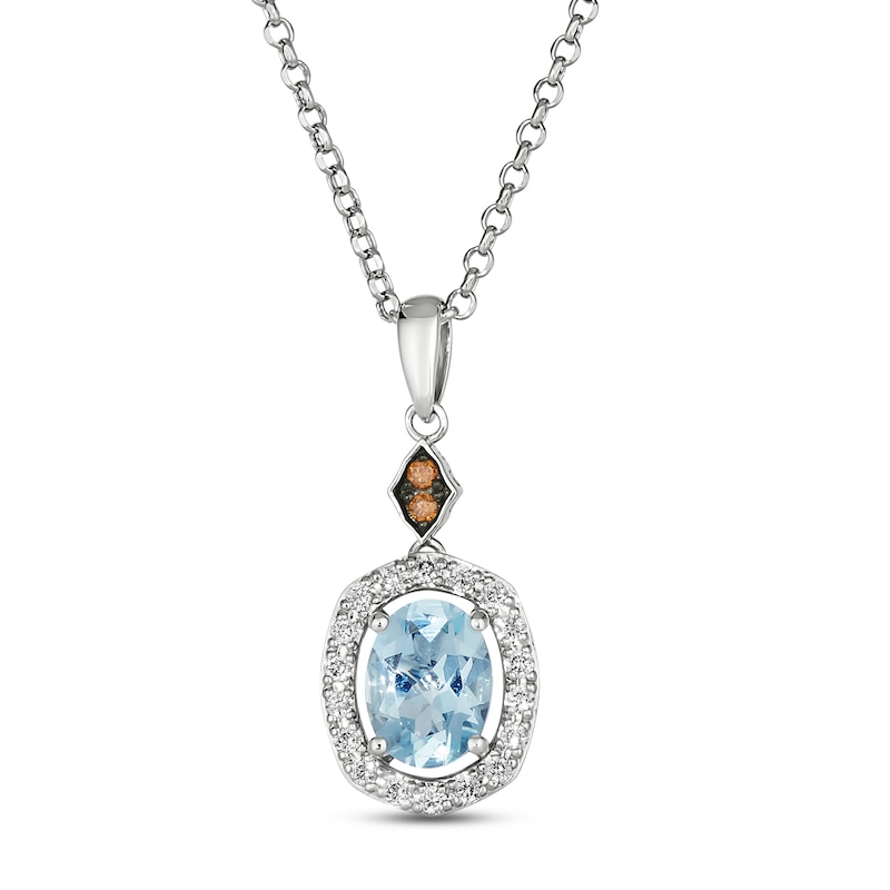 Le Vian Chocolatier Aquamarine Necklace 1/5 ct tw Diamonds Vanilla Gold Plated 19