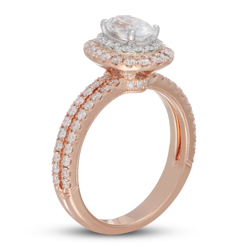 Neil Lane Diamond Engagement Ring 1-3/4 ct tw Oval/Round Two-Tone Gold Plated