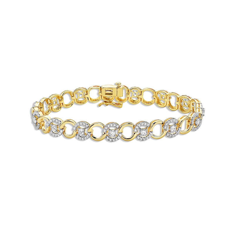 Lab-Created Diamonds by Circle Link Bracelet 2 ct tw Yellow Gold Plated 7